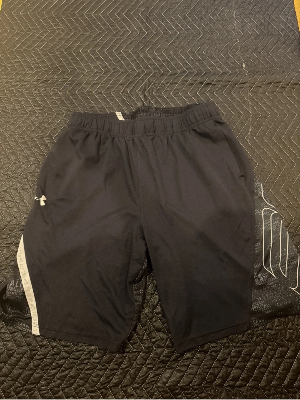Under Armour Black Boys' Athletic Shorts with White Accent